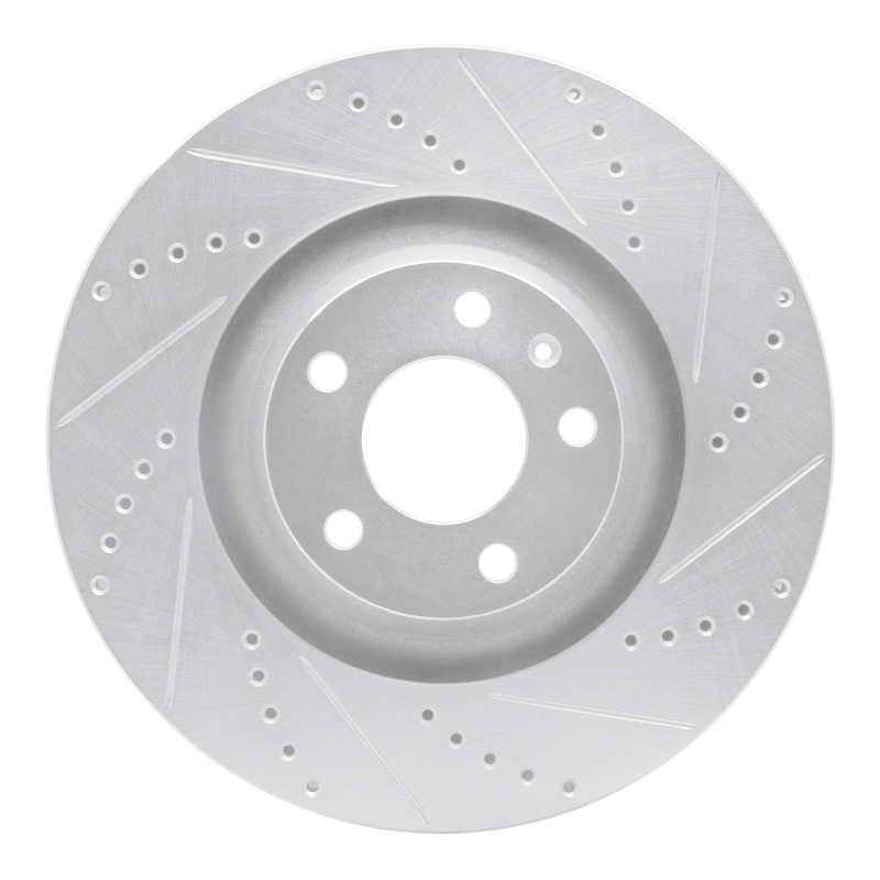 Audi A6 Brake Rotor (1) - Front Right - R1 Concepts - Drilled & Slotted - Silver - `05-`11